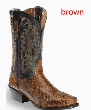 Mens Embroidered Pointed-Toe Patchwork Quilted Boots style-haven-vwag8