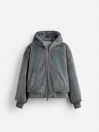 Men's Double-sided Faux Leather Hooded Bomber Jacket Gear Hikes