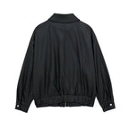 Women's Lapel Loose Faux Leather Bomber Jacket Coat Gear Hikes