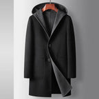 Mens Mid-Length Wool Coat With A Hood Reversible Style style-haven-vwag8