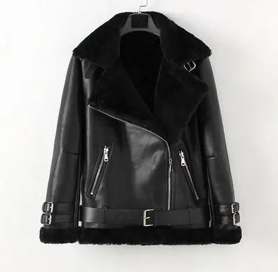 Men's motorcycle clothing lambskin bomber jacket plus velvet thick leather Gear Hikes