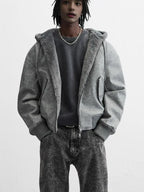 Men's Double-sided Faux Leather Hooded Bomber Jacket Gear Hikes