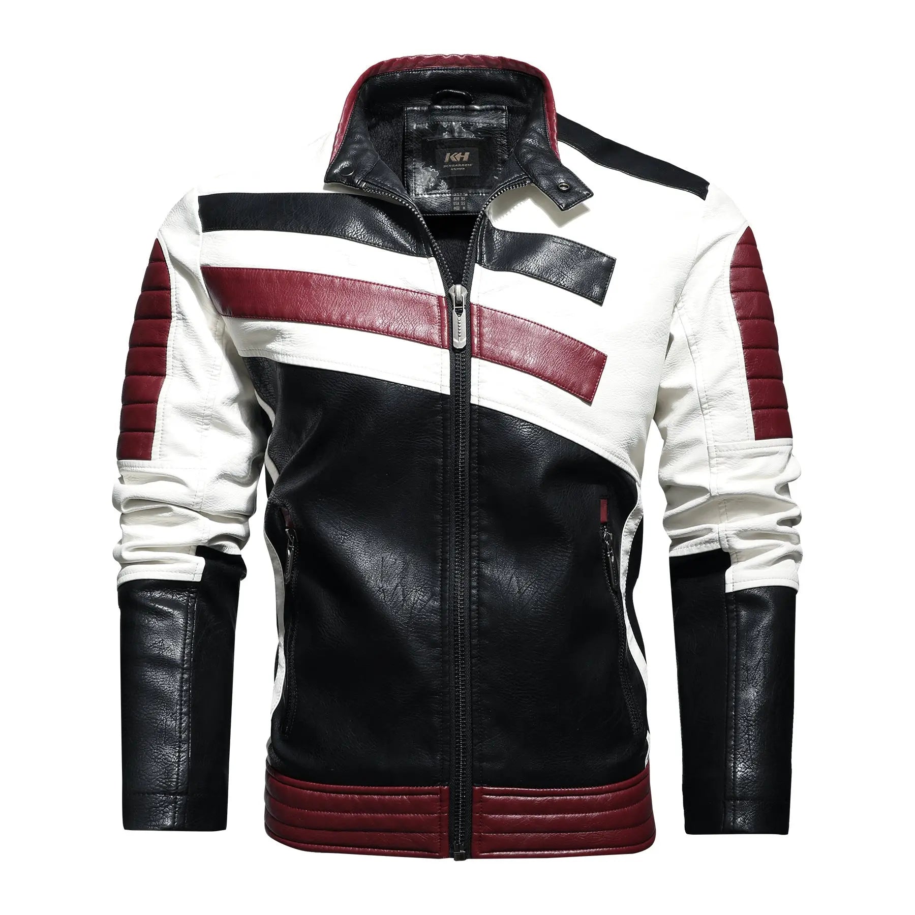 Mens Leather Jackets Motorcycle Stand Collar Gear Hikes