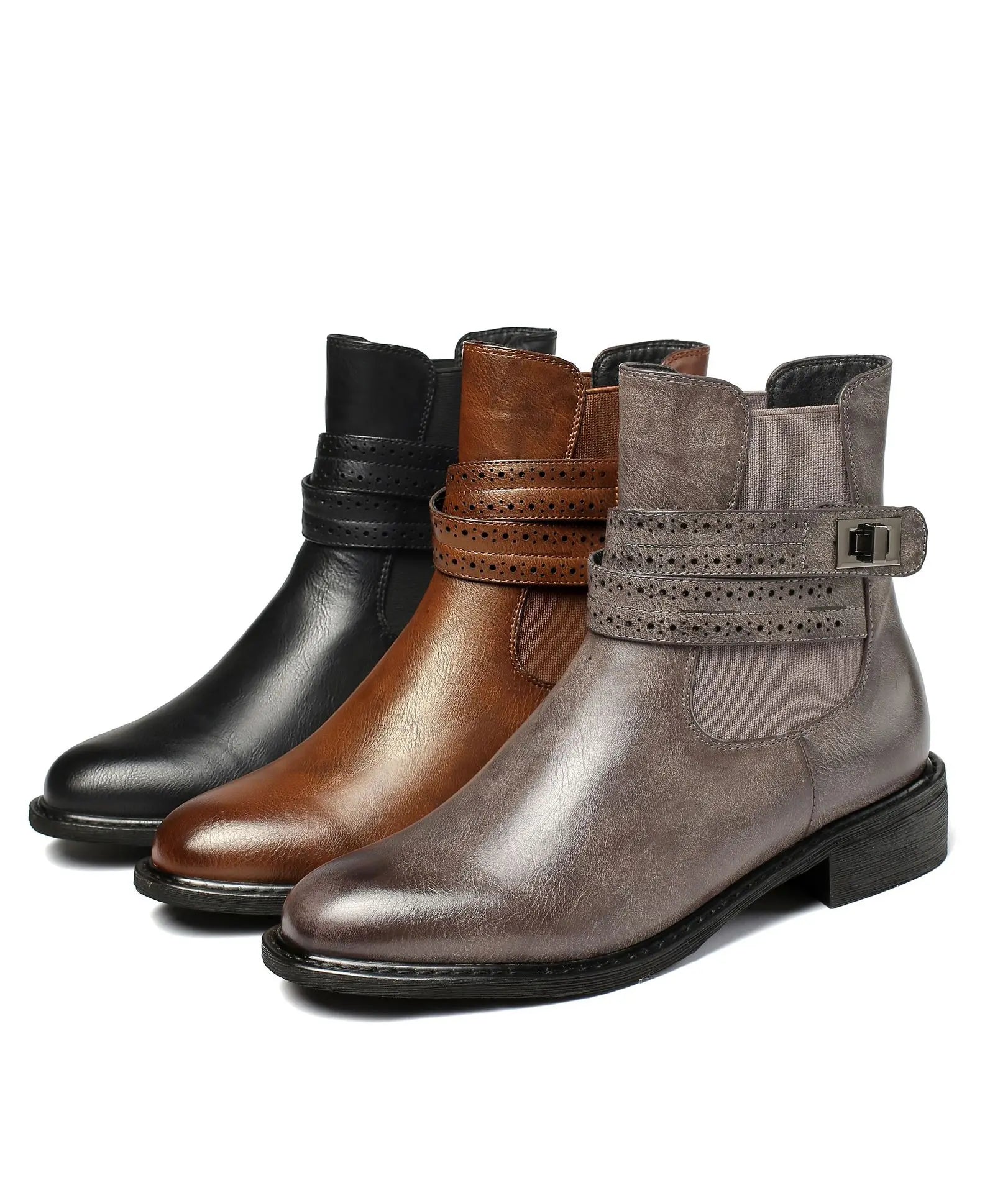 Round Toe Martin Boots Women's Thick Heel Breathable Martin Boots Gear Hikes
