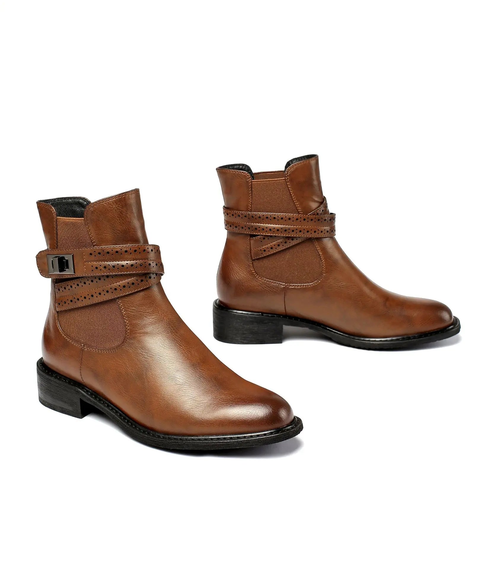 Round Toe Martin Boots Women's Thick Heel Breathable Martin Boots Gear Hikes