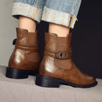 Round Toe Martin Boots Women's Thick Heel Breathable Martin Boots Gear Hikes