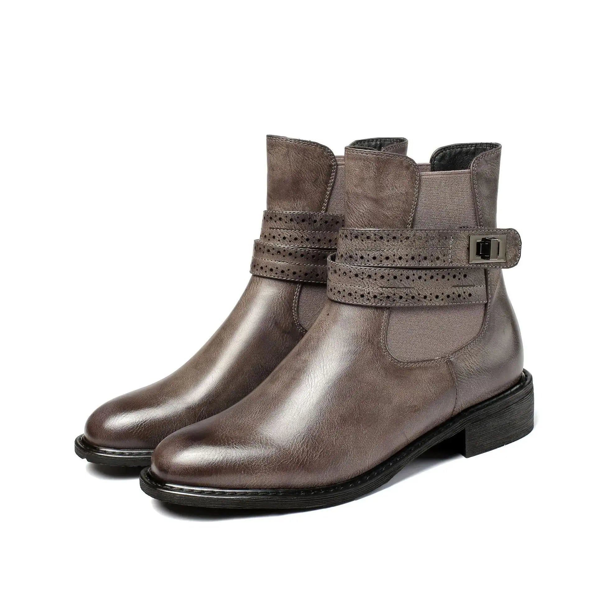 Round Toe Martin Boots Women's Thick Heel Breathable Martin Boots Gear Hikes