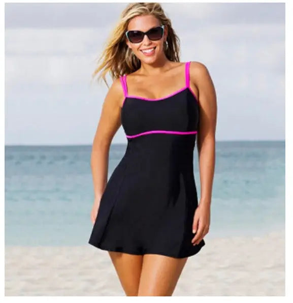 Women Plus Size Swim Dress Costume Swimsuit Skirted Swimwear style-haven-vwag8