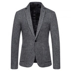 Simple Mens Fashionable Business-Casual Korean-Style Striped Wool Blazer style-haven-vwag8