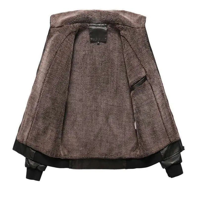 Men's Long-Line Thick PU Leather Jacket — Winter Warm style-haven-vwag8
