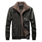 Men's Long-Line Thick PU Leather Jacket — Winter Warm style-haven-vwag8