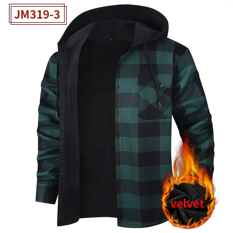 Men's Fleece-Lined Thickened Hooded Shirt style-haven-vwag8