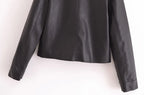 All-matching Western Style Classic Black Leather Short Long Sleeve Jacket Gear Hikes