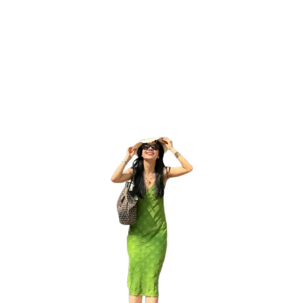 Summer New Vintage Niche Hollowed Waist-Cinching A-Line Skirt Short Dress style-haven-vwag8