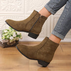 Suede Dr Martens Chunky Heel Short Women's Boots style-haven-vwag8