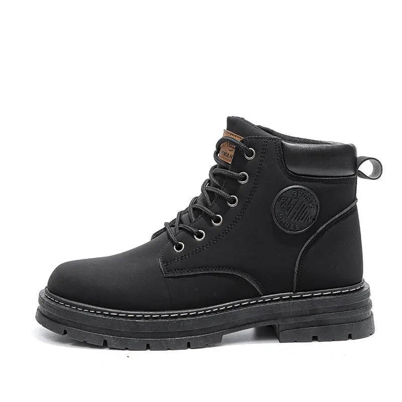 Mens Winter Boots Chunky Mid Heel Shoes Fashion Ankle Boots style-haven-vwag8