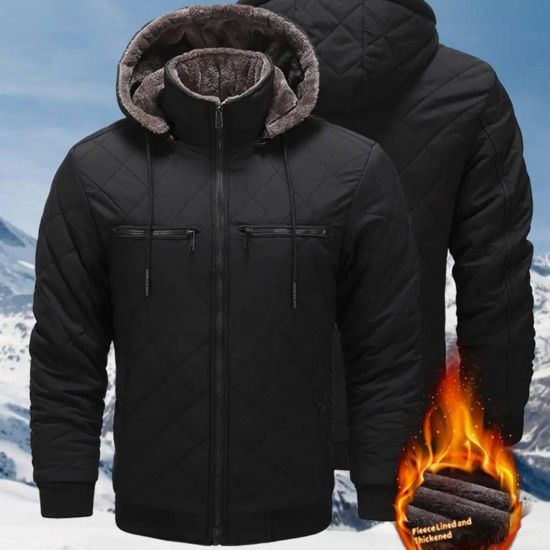 Men's Fleece-Lined Insulated Hooded Coat — Extended Sizes style-haven-vwag8