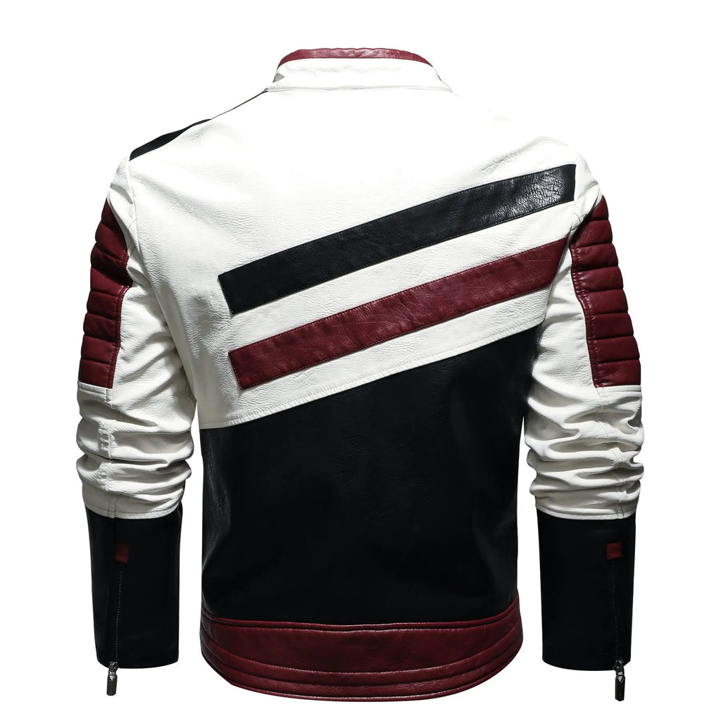 Mens Leather Jackets Motorcycle Stand Collar Gear Hikes
