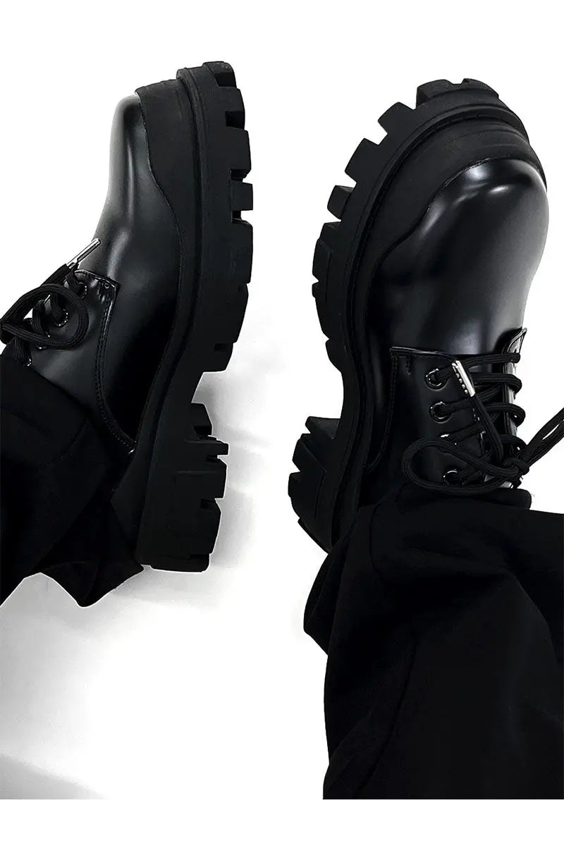Thick Soled Men's British High-end Black Elevated Leather style-haven-vwag8