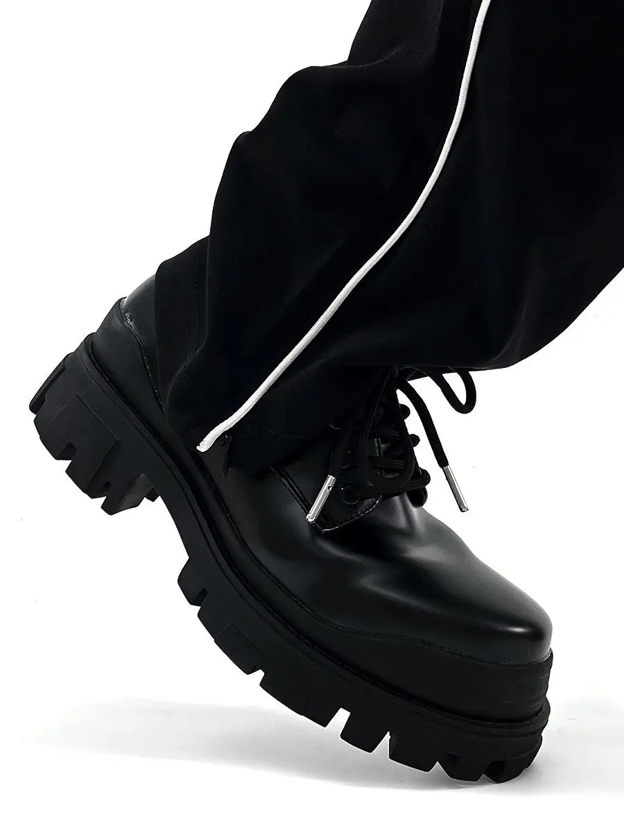 Thick Soled Men's British High-end Black Elevated Leather style-haven-vwag8