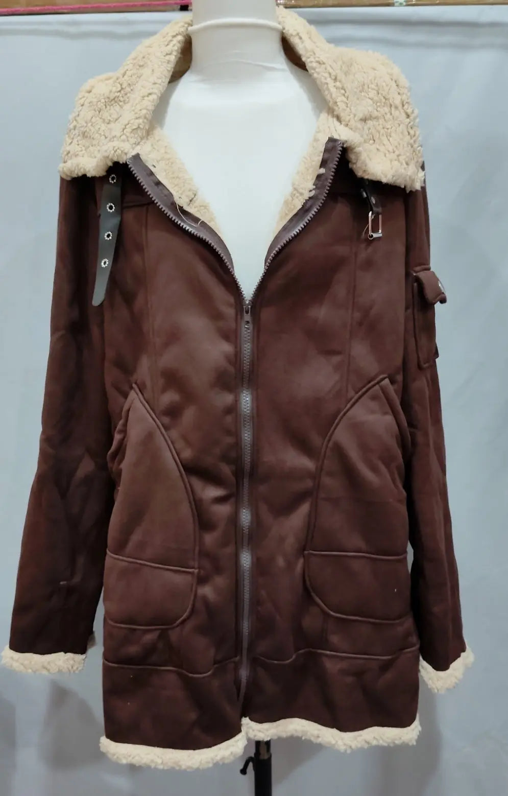 Men's Military Fleece Jacket with Fur Collar style-haven-vwag8