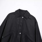 Women's Lapel Loose Faux Leather Bomber Jacket Coat Gear Hikes