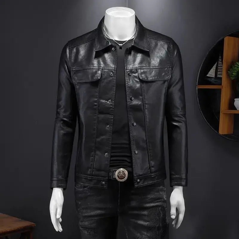 Male Premium Leather Utility Jacket Gear Hikes