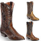 Mens Embroidered Pointed-Toe Patchwork Quilted Boots style-haven-vwag8