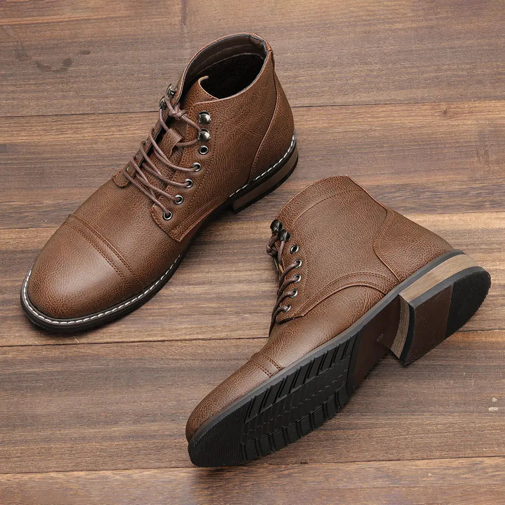 Mens Vintage Casual Leather Boots style-haven-vwag8