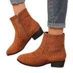 Suede Dr Martens Chunky Heel Short Women's Boots style-haven-vwag8