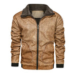 Men's Long-Line Thick PU Leather Jacket — Winter Warm style-haven-vwag8