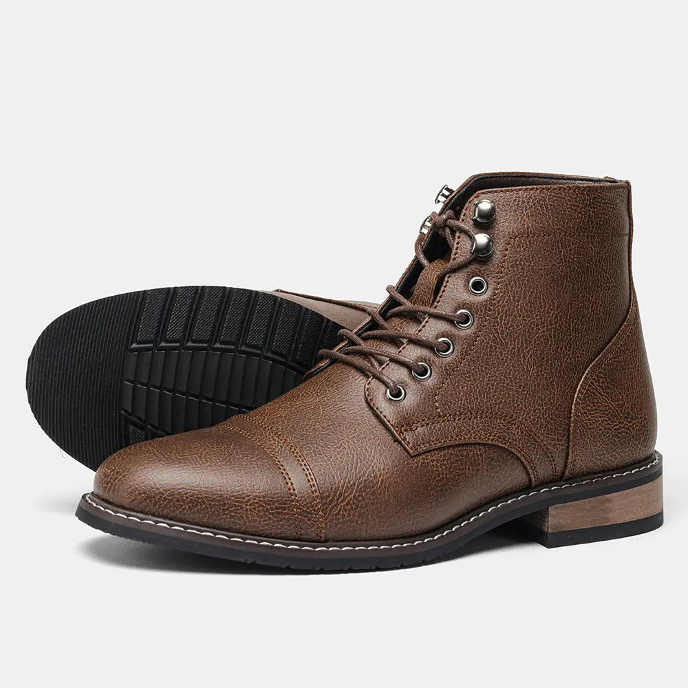 Mens Vintage Casual Leather Boots style-haven-vwag8