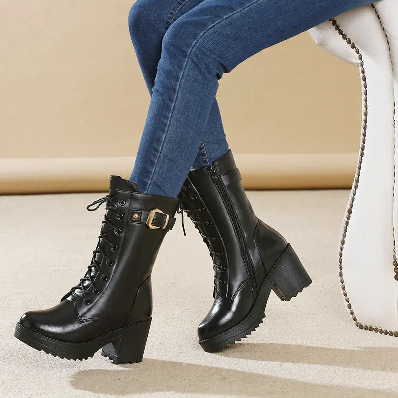 Leather Martin boots women cotton boots style-haven-vwag8
