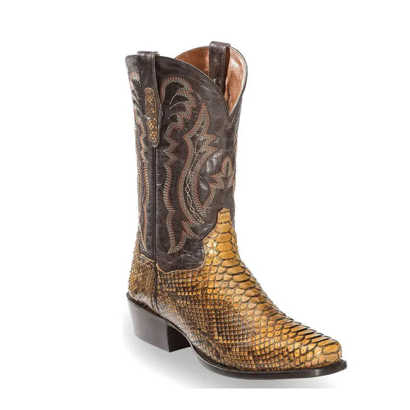 Mens Embroidered Pointed-Toe Patchwork Quilted Boots style-haven-vwag8