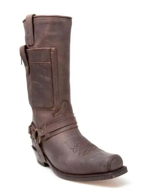 Embroidered Knight High-Heel Leather Mens Boots style-haven-vwag8