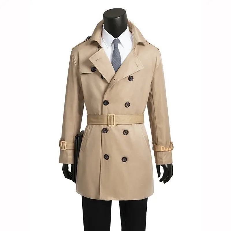 Men's British-Style Slim-Fit Trench Coat — Belted, Plus-Size style-haven-vwag8