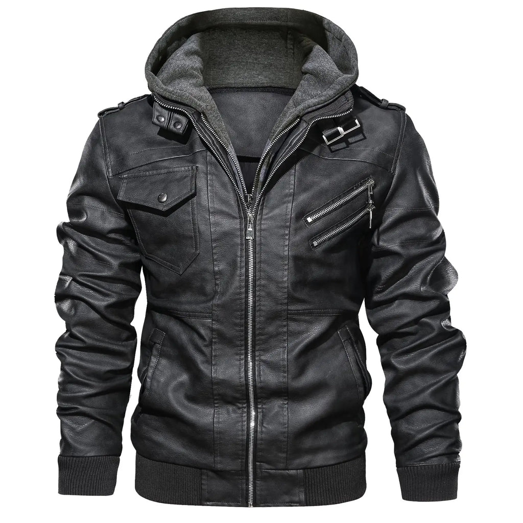 Men's Leather Jackets, Faux Leather Jacket For Men Lapel Zip-Up Slim Fit Coat - style-haven-vwag8