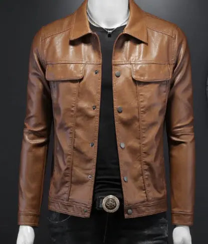 Male Premium Leather Utility Jacket Gear Hikes