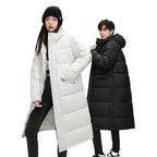 Long Hooded White Duck Down Coat — Below the Knee style-haven-vwag8