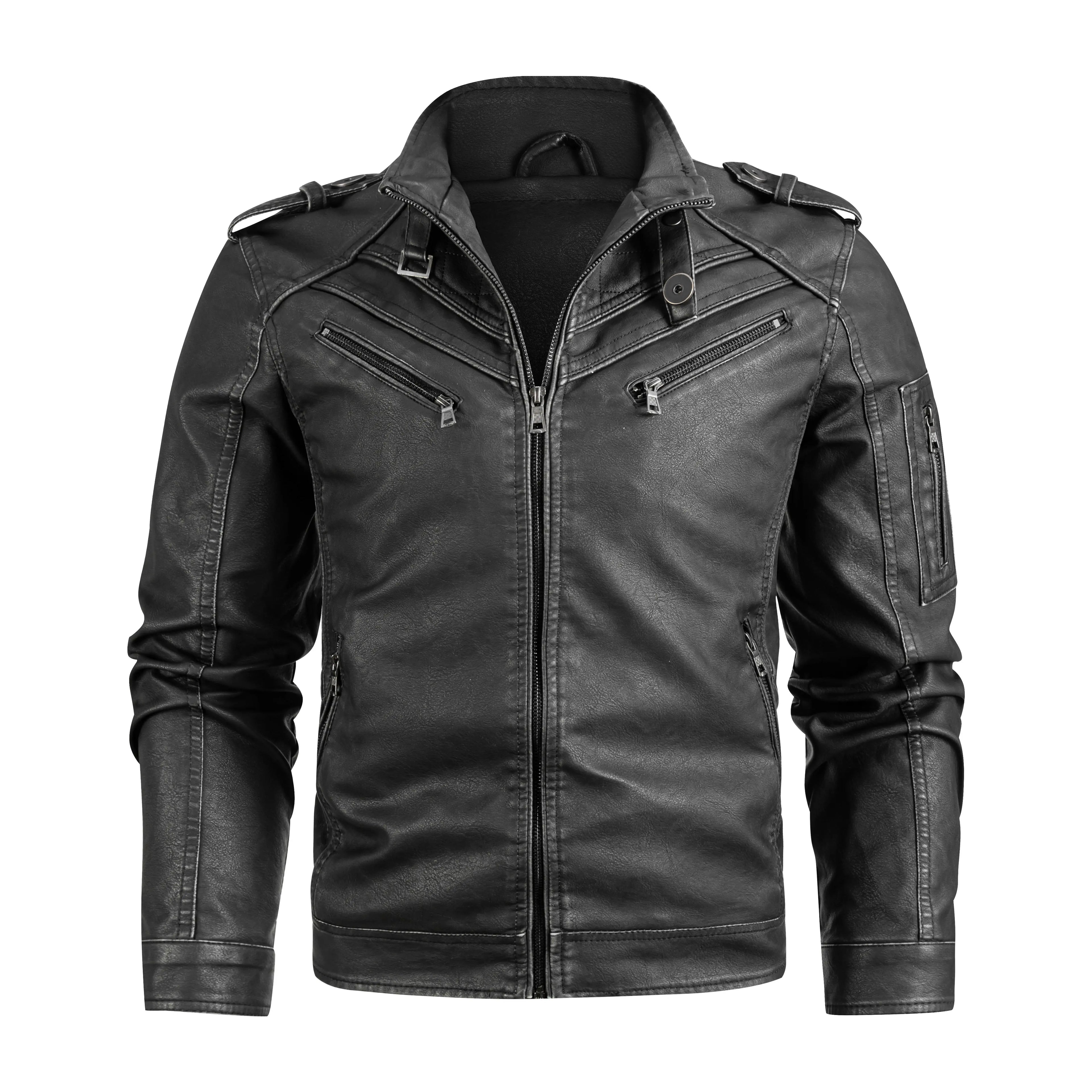 Men's Black Pu Leather Biker Jacket VINTAGE REAL MOTORCYCLE JACKETS FOR MEN Gear Hikes
