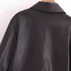 All-matching Western Style Classic Black Leather Short Long Sleeve Jacket Gear Hikes
