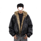 Men's Reversible Leather-and-Fur Hooded Winter Jacket style-haven-vwag8