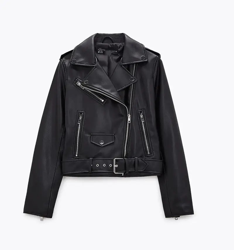 Women's Motorcycle Leather Jackets Autumn New style-haven-vwag8