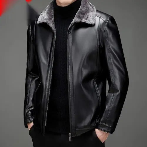 Men's Fur-Lined PU Leather Jacket style-haven-vwag8