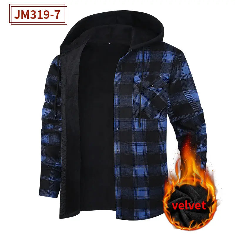 Men's Fleece-Lined Thickened Hooded Shirt style-haven-vwag8
