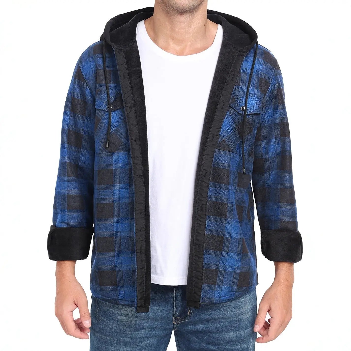 Men's Fleece-Lined Thickened Hooded Shirt style-haven-vwag8