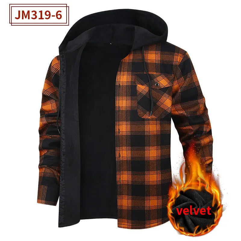 Men's Fleece-Lined Thickened Hooded Shirt style-haven-vwag8