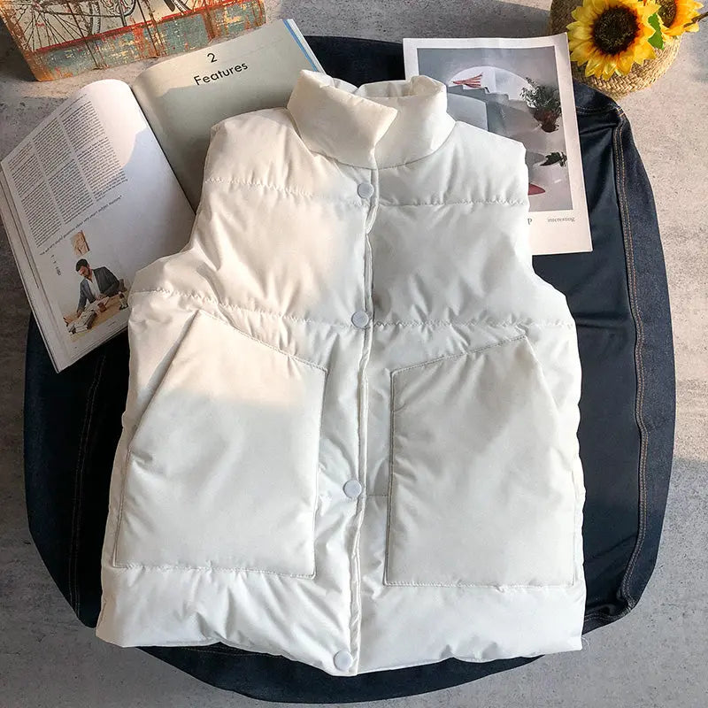 Men's Down Cotton Puffer Vest — Stand-Collar Waistcoat style-haven-vwag8