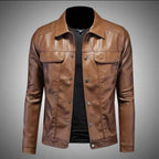 Male Premium Leather Utility Jacket Gear Hikes