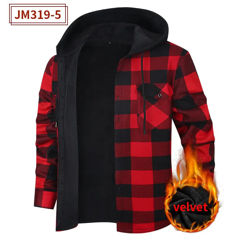 Men's Fleece-Lined Thickened Hooded Shirt style-haven-vwag8